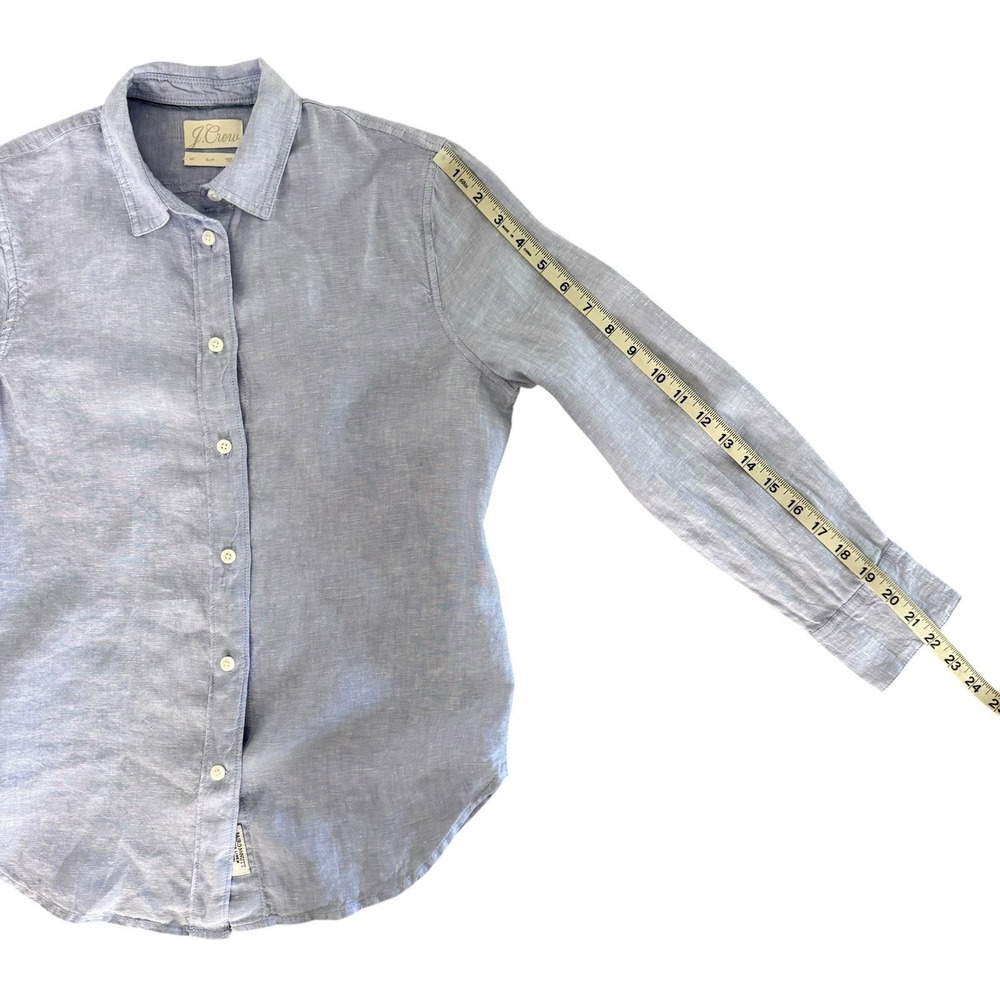 J.Crew Baird McNutt Irish Linen Long Sleeve Shirt Blue Slim Fit Women's 4 Petite - Picture 9 of 13
